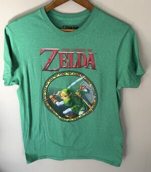 The Legend of Zelda Shirt Mens M Short Sleeve Ocarina Majoras Link